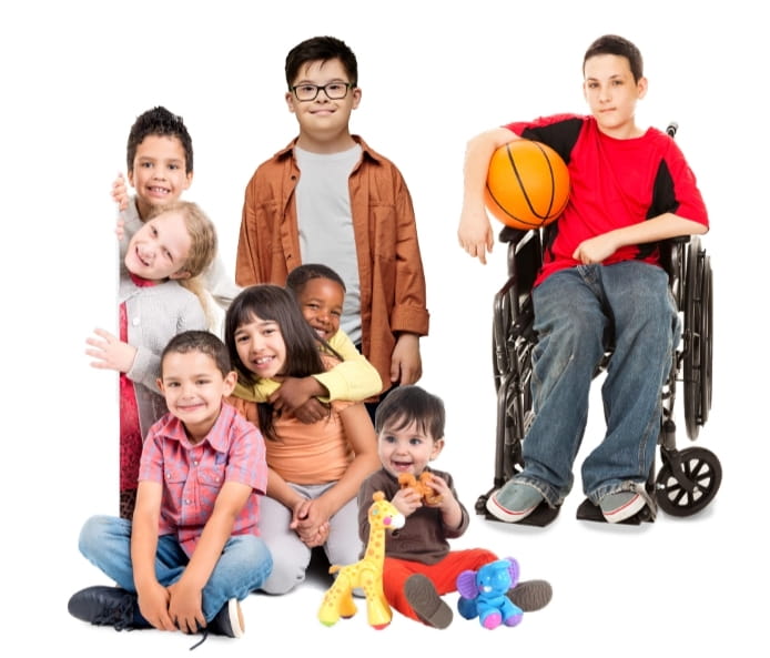 children with disabilities playing together